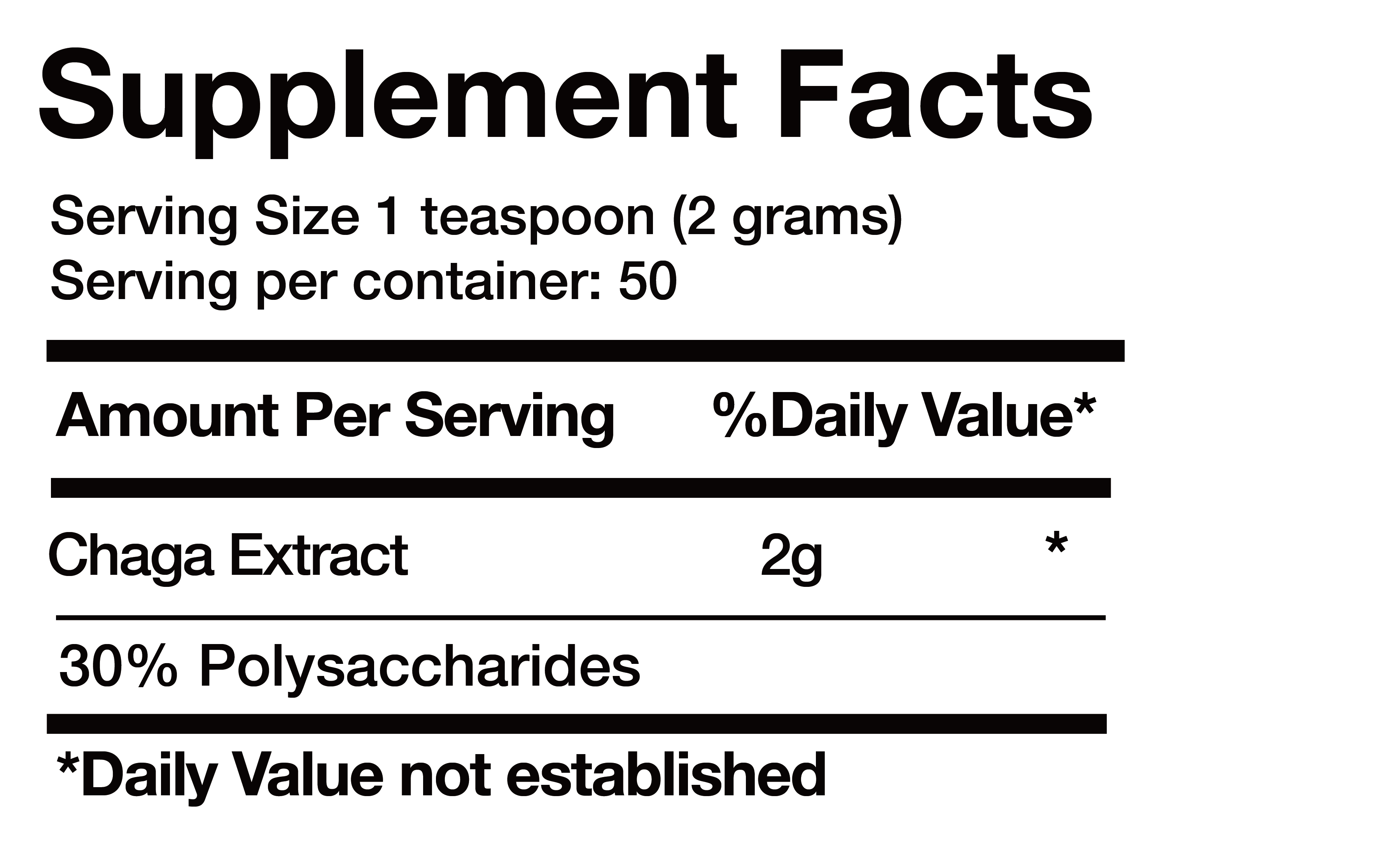 Extracto de Chaga (Chaga Extract) nutrition facts