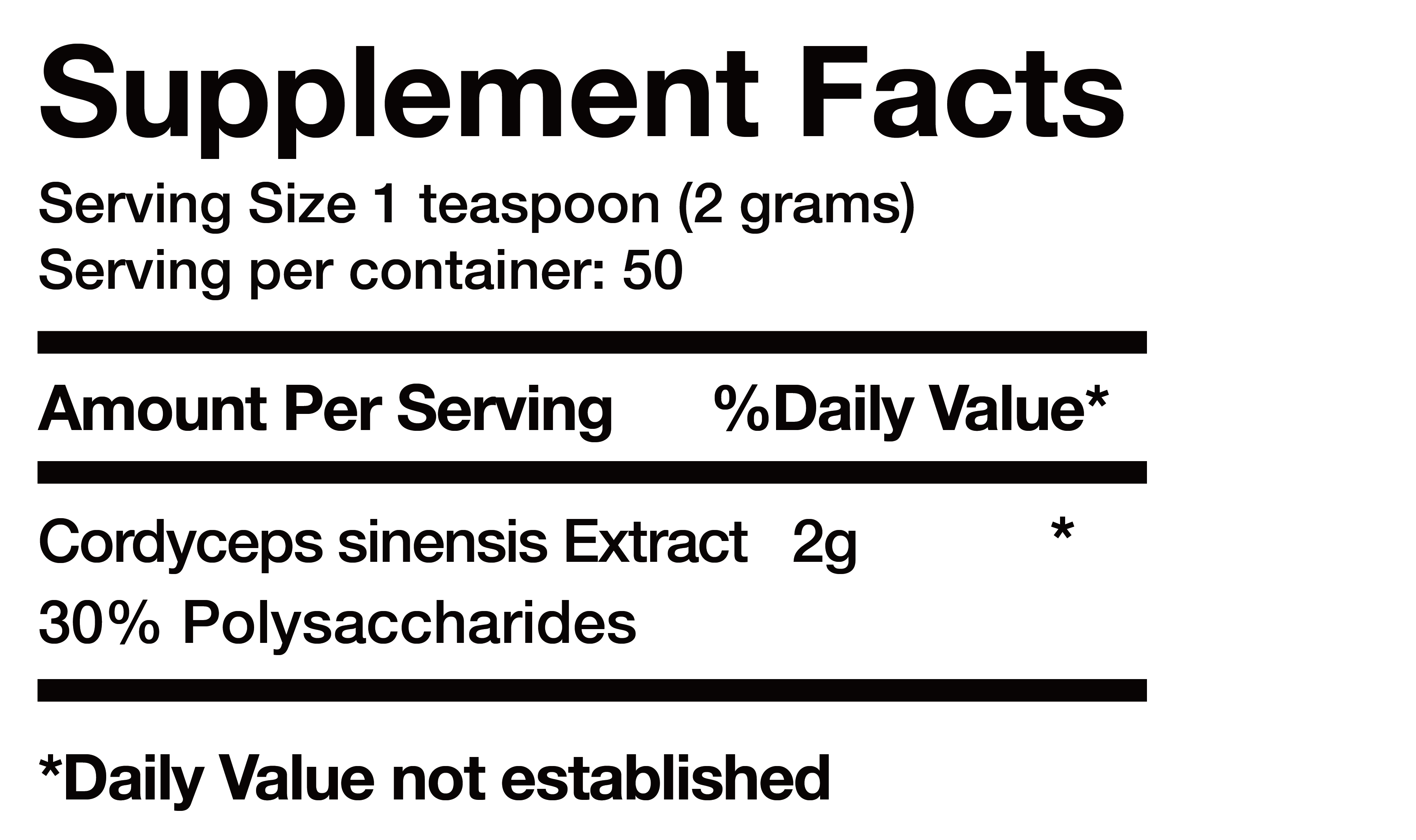 Extracto de Cordy (Cordyceps Sinensis Extract) nutrition facts