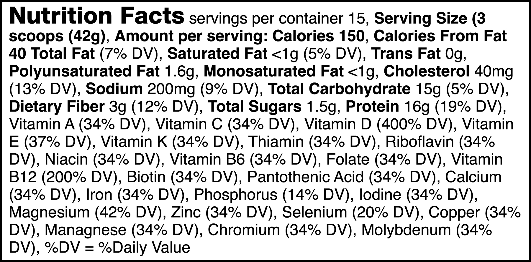 Vida Fuel - Fresa nutrition facts